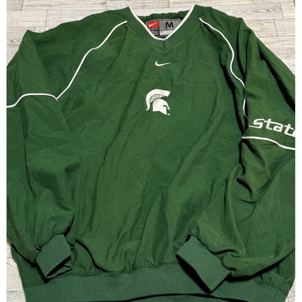 VTG Y2K Nike Team Issued Michigan State Spartans Windbreaker Jacket Pullover MED